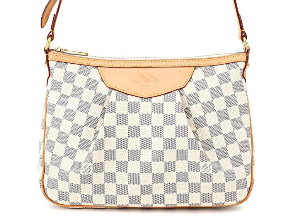 LOUIS VUITTON Siracusa Shoulder Bag Damier Azur White